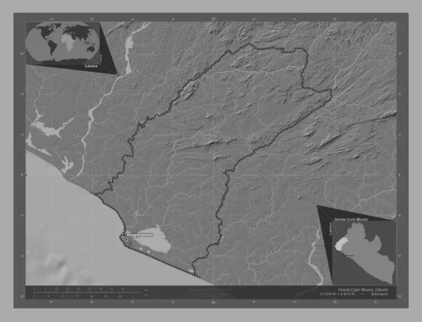 Grand Cape Mount Kreis Liberia Karte Mit Seen Und Flüssen — Stockfoto