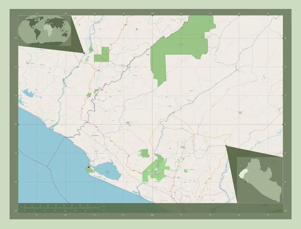 Grand Cape Mount Contea Liberia Mappa Stradale Aperta Località Delle — Foto Stock