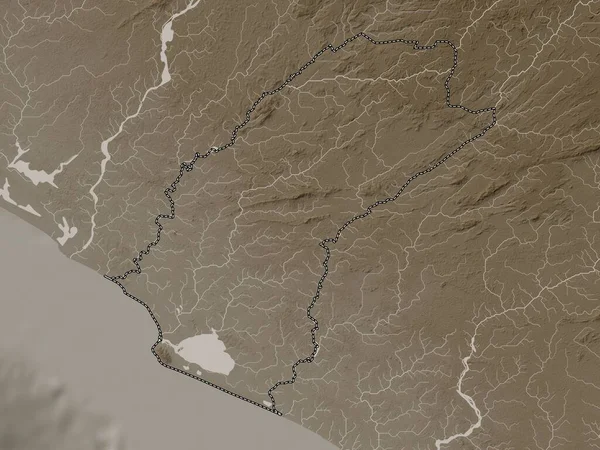 Гранд Кейп Маунт Графство Либерия Карта Высот Окрашенная Сепиевые Тона — стоковое фото