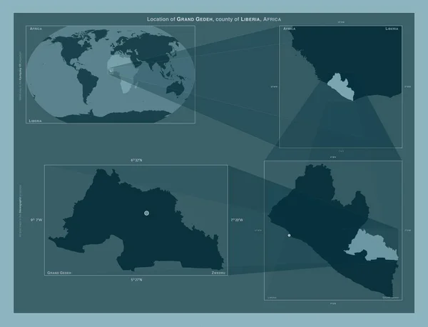 Grand Gedeh Condado Liberia Diagrama Que Muestra Ubicación Región Mapas — Foto de Stock