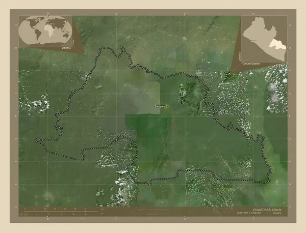Wielki Gedeh Hrabstwo Liberia Mapa Satelity Wysokiej Rozdzielczości Lokalizacje Nazwy — Zdjęcie stockowe