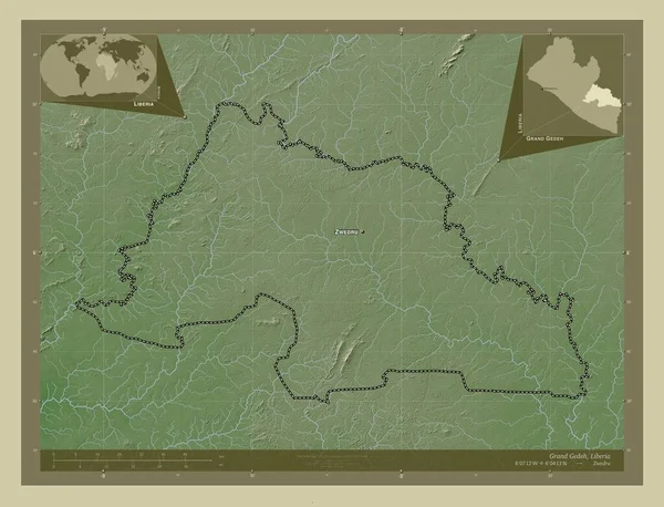 Grand Gedeh Condado Liberia Mapa Elevación Coloreado Estilo Wiki Con — Foto de Stock