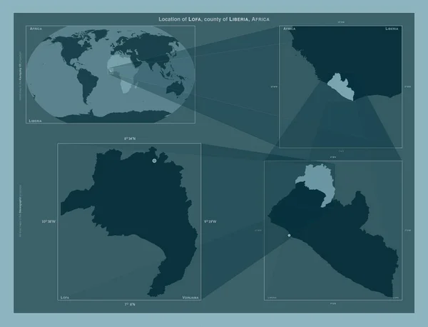 Lofa Condado Liberia Diagrama Que Muestra Ubicación Región Mapas Gran — Foto de Stock