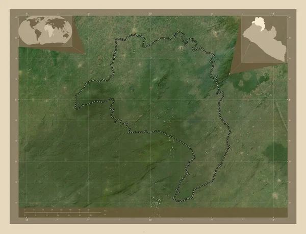 Lofa Επαρχία Λιβερίας Υψηλής Ανάλυσης Δορυφορικός Χάρτης Γωνιακοί Χάρτες Βοηθητικής — Φωτογραφία Αρχείου
