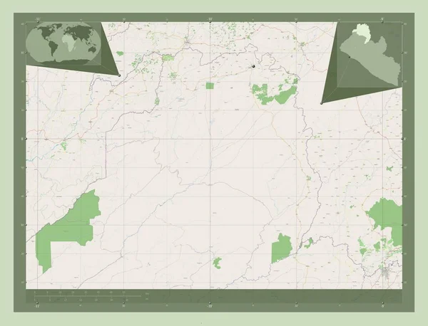 Lofa Condado Libéria Abrir Mapa Rua Mapa Localização Auxiliar Canto — Fotografia de Stock