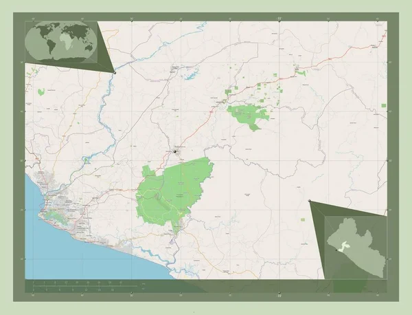 Margibi Condado Libéria Abrir Mapa Rua Locais Das Principais Cidades — Fotografia de Stock