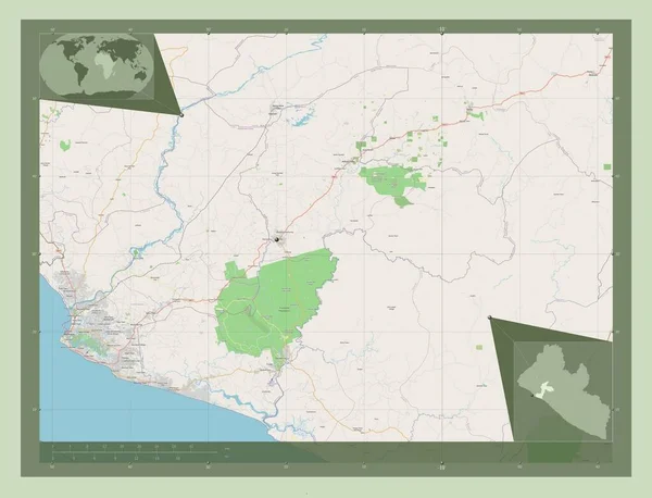 Margibi Condado Libéria Abrir Mapa Rua Mapa Localização Auxiliar Canto — Fotografia de Stock