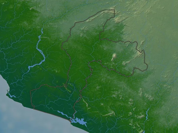 Margibi Libéria Megye Színes Domborzati Térkép Tavakkal Folyókkal — Stock Fotó