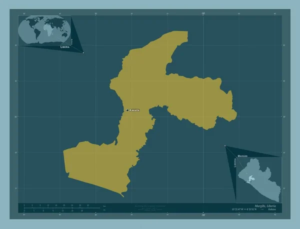 Margibi Liberia 색깔의 지역의 도시들의 위치와 Corner Auxiliary Location — 스톡 사진