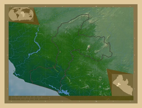 Margibi Okres Libérie Barevná Mapa Jezery Řekami Pomocné Mapy Polohy — Stock fotografie