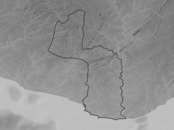 Maryland Condado Libéria Mapa Elevação Escala Cinza Com Lagos Rios — Fotografia de Stock