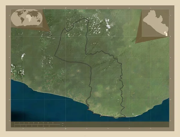 リベリアのメリーランド州 高解像度衛星地図 コーナー補助位置図 — ストック写真