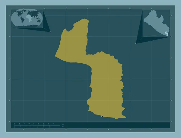 リベリアのメリーランド州 しっかりした色の形 コーナー補助位置図 — ストック写真