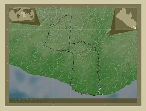 Меріленд Графство Ліберія Висота Карти Забарвлена Вікі Стилі Озерами Річками — стокове фото