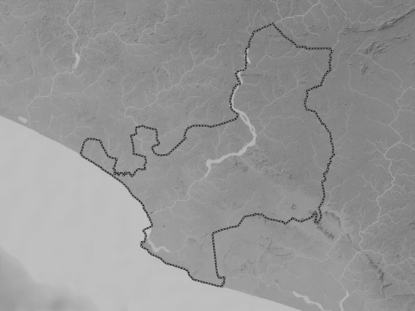 Μοντσεράντο Επαρχία Λιβερίας Υψόμετρο Γκρι Χάρτη Λίμνες Και Ποτάμια — Φωτογραφία Αρχείου