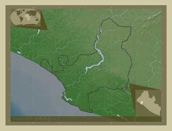 Montserrado Comté Libéria Carte Altitude Colorée Dans Style Wiki Avec — Photo