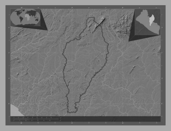 Nimba County Liberia Bilevel Elevation Map Lakes Rivers Corner Auxiliary — Stock Photo, Image