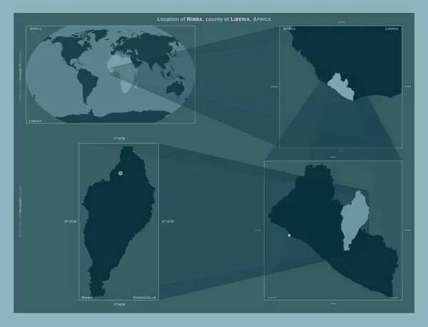 Nimba Condado Liberia Diagrama Que Muestra Ubicación Región Mapas Gran — Foto de Stock