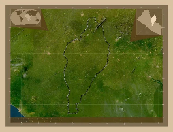 Νίμπα Επαρχία Λιβερίας Δορυφορικός Χάρτης Χαμηλής Ανάλυσης Γωνιακοί Χάρτες Βοηθητικής — Φωτογραφία Αρχείου