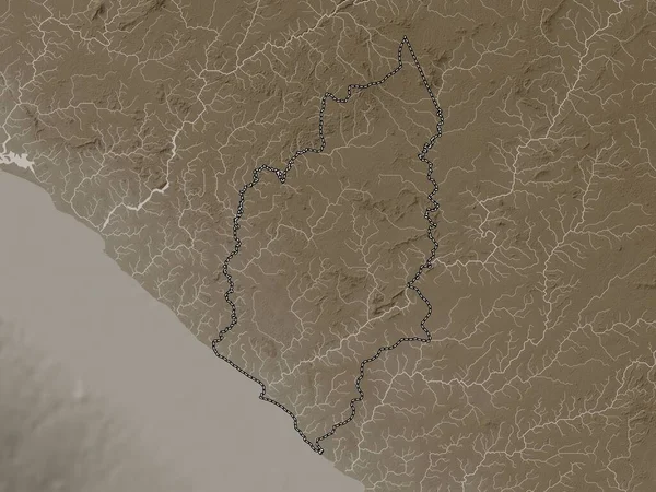 Река Сесс Графство Либерия Карта Высот Окрашенная Сепиевые Тона Озерами — стоковое фото