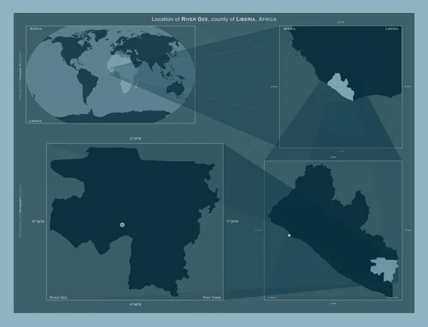 River Gee County Liberia Діаграма Показує Розташування Регіону Мапах Великого — стокове фото
