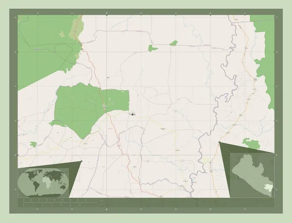 River Gee Graafschap Liberia Open Plattegrond Hulplocatiekaarten Hoek — Stockfoto