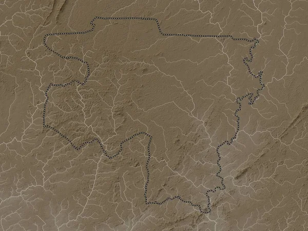 Rzeka Gee Hrabstwo Liberia Mapa Wzniesień Kolorowe Sepia Dźwięki Jeziorami — Zdjęcie stockowe