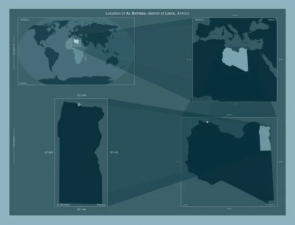 Butnan Distrito Libia Diagrama Que Muestra Ubicación Región Mapas Gran — Foto de Stock