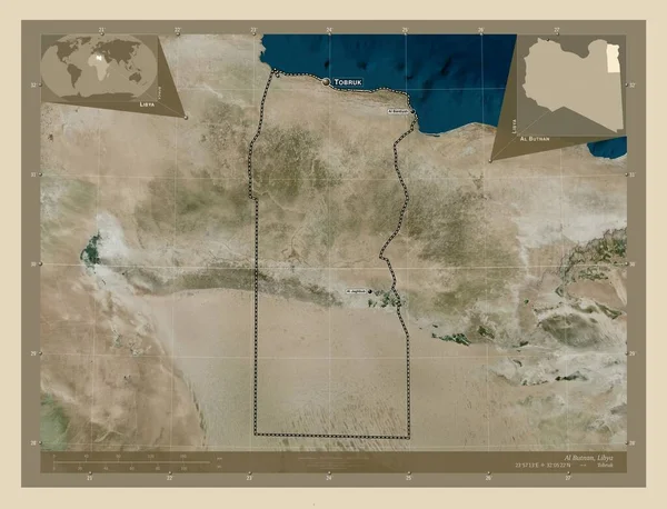 Butnan Distrito Libia Mapa Satelital Alta Resolución Ubicaciones Nombres Las —  Fotos de Stock