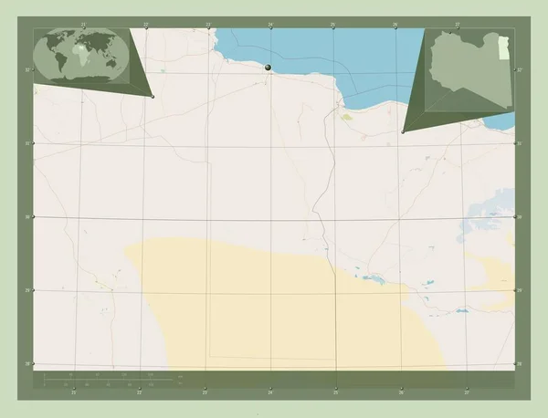 Аль Бутан Район Лівії Відкрита Карта Вулиць Кутові Допоміжні Карти — стокове фото