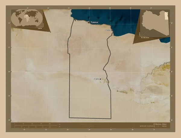 Butnan Distrito Libia Mapa Satelital Baja Resolución Ubicaciones Nombres Las —  Fotos de Stock