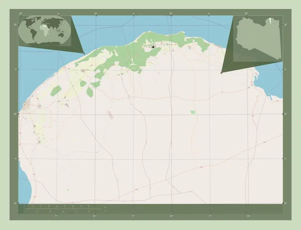 Jabal Akhdar Distrito Líbia Abrir Mapa Rua Mapa Localização Auxiliar — Fotografia de Stock