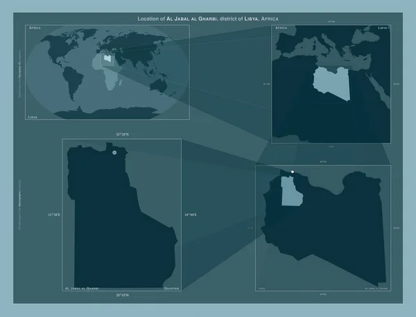 Jabal Gharbi Distrito Libia Diagrama Que Muestra Ubicación Región Mapas —  Fotos de Stock