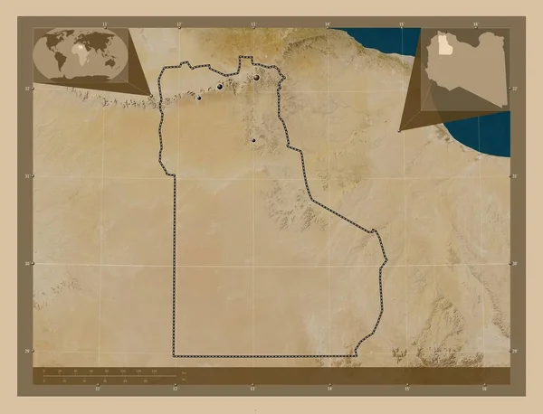 Jabal Gharbi Distrito Libia Mapa Satelital Baja Resolución Ubicaciones Las —  Fotos de Stock