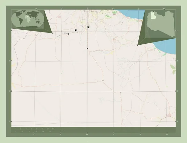 Jabal Gharbi District Libya Open Street Map Locations Major Cities — Stock Photo, Image