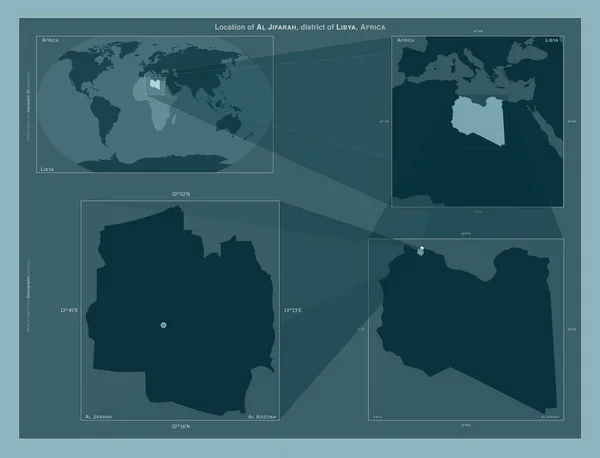 지파라 리비아의 지역입니다 도표는 규모의 지도에서 지역의 위치를 줍니다 프레임 — 스톡 사진