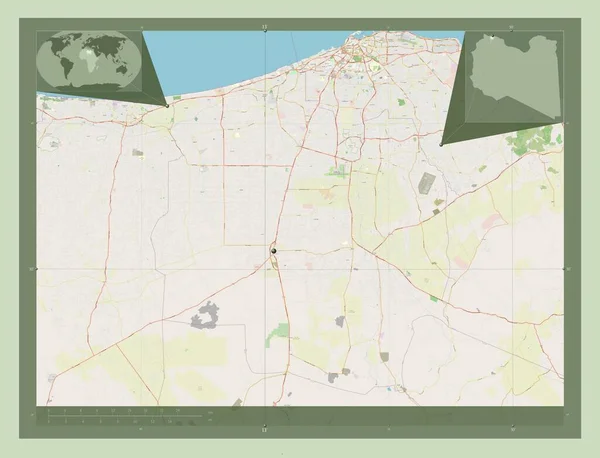 Jifarah Distretto Della Libia Mappa Stradale Aperta Mappa Della Posizione — Foto Stock