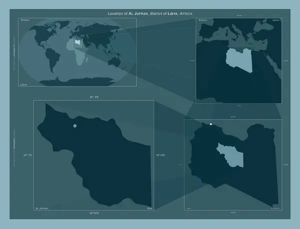 리비아의 Jufrah 입니다 도표는 규모의 지도에서 지역의 위치를 줍니다 프레임 — 스톡 사진