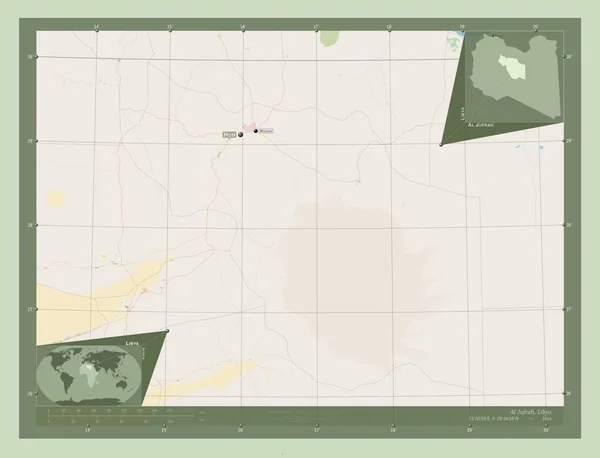 Jufrah District Libye Ouvrir Carte Routière Emplacements Noms Des Grandes — Photo