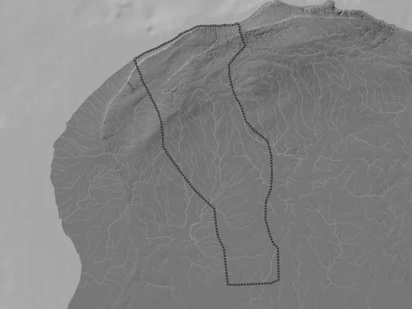 Marj Dystrykt Libii Dwupoziomowa Mapa Wysokości Jeziorami Rzekami — Zdjęcie stockowe