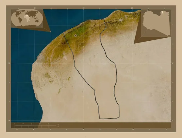 Marj Distrito Líbia Mapa Satélite Baixa Resolução Locais Das Principais — Fotografia de Stock