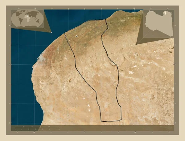 Marj Distrito Líbia Mapa Satélite Alta Resolução Mapa Localização Auxiliar — Fotografia de Stock