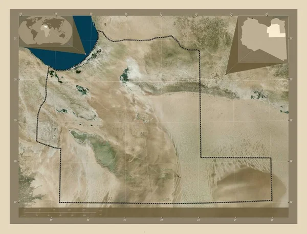 Wahat District Libië Satellietkaart Met Hoge Resolutie Hulplocatiekaarten Hoek — Stockfoto