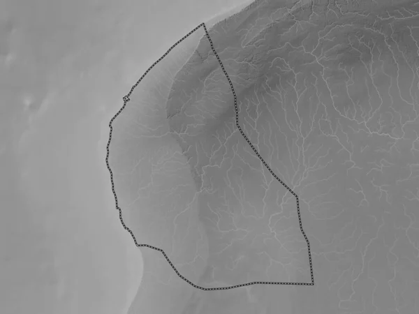 班加西 利比亚地区 带有湖泊和河流的灰度高程图 — 图库照片