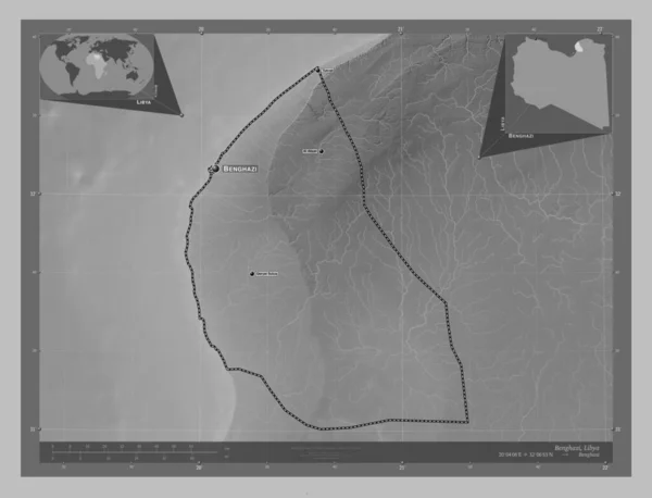 Benghází Okres Libye Výškové Mapy Jezery Řekami Umístění Názvy Velkých — Stock fotografie