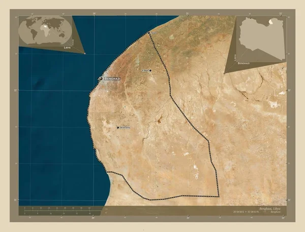 Benghazi District Libye Carte Satellite Haute Résolution Emplacements Noms Des — Photo