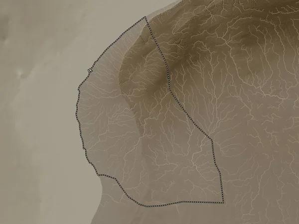 Benghází Okres Libye Nadmořská Mapa Zabarvená Sépiovými Tóny Jezery Řekami — Stock fotografie