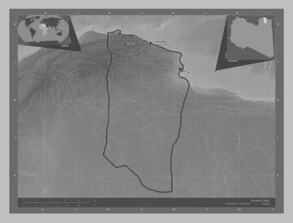Darnah Okres Libye Výškové Mapy Jezery Řekami Umístění Názvy Velkých — Stock fotografie