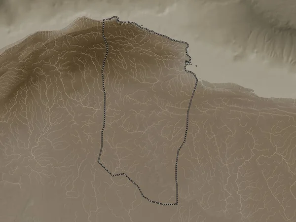 Darnah Libya Bölgesi Yükseklik Haritası Sepya Tonlarında Göller Nehirlerle Renklendirilmiş — Stok fotoğraf