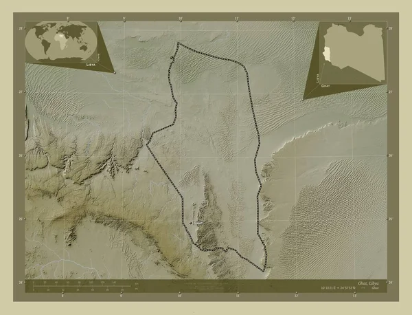 Гат Район Лівії Висота Карти Забарвлена Вікі Стилі Озерами Річками — стокове фото